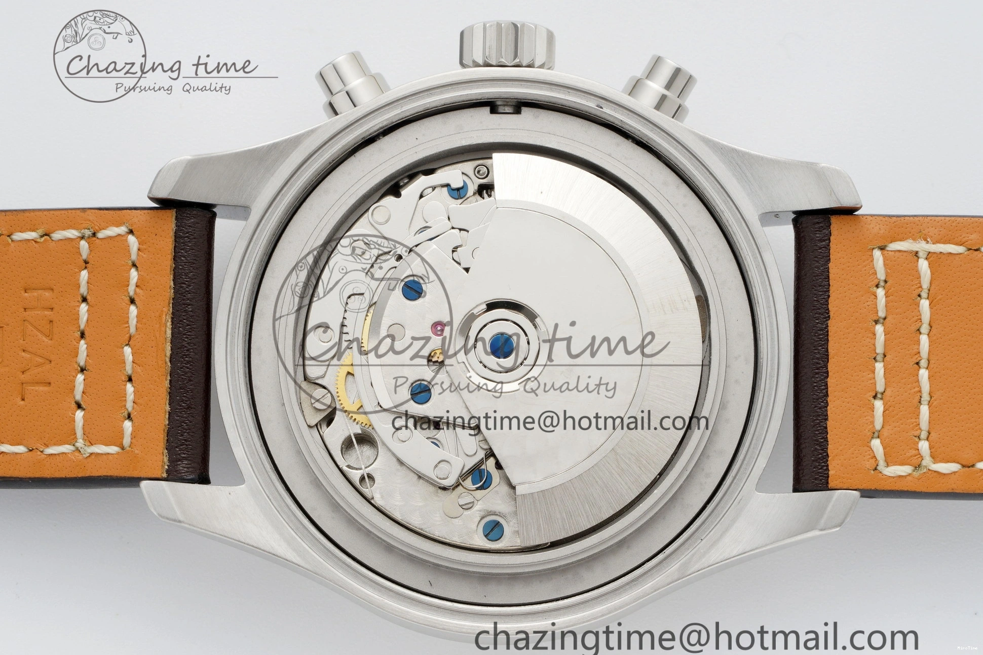 MIROTIME 0423 Pilot Chrono SS AZF 1:1 Best Edition Blue Dial on Brown Leather Strap A TimelessDesign 7060